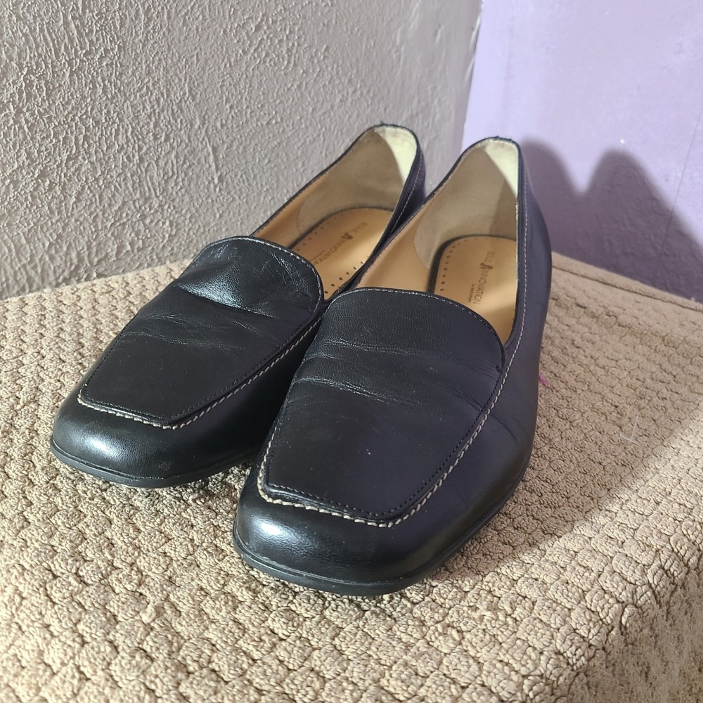 Sole Innovations Rockport Loafers Women 10W Black Leather Square Toe Slip On - Picture 2 of 9